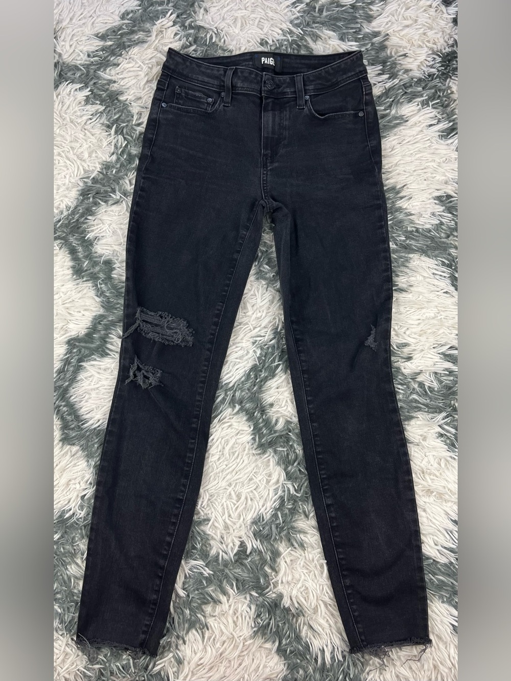 Paige Women’s Black Distressed Verdugo Ankle Skinny Jeans 27